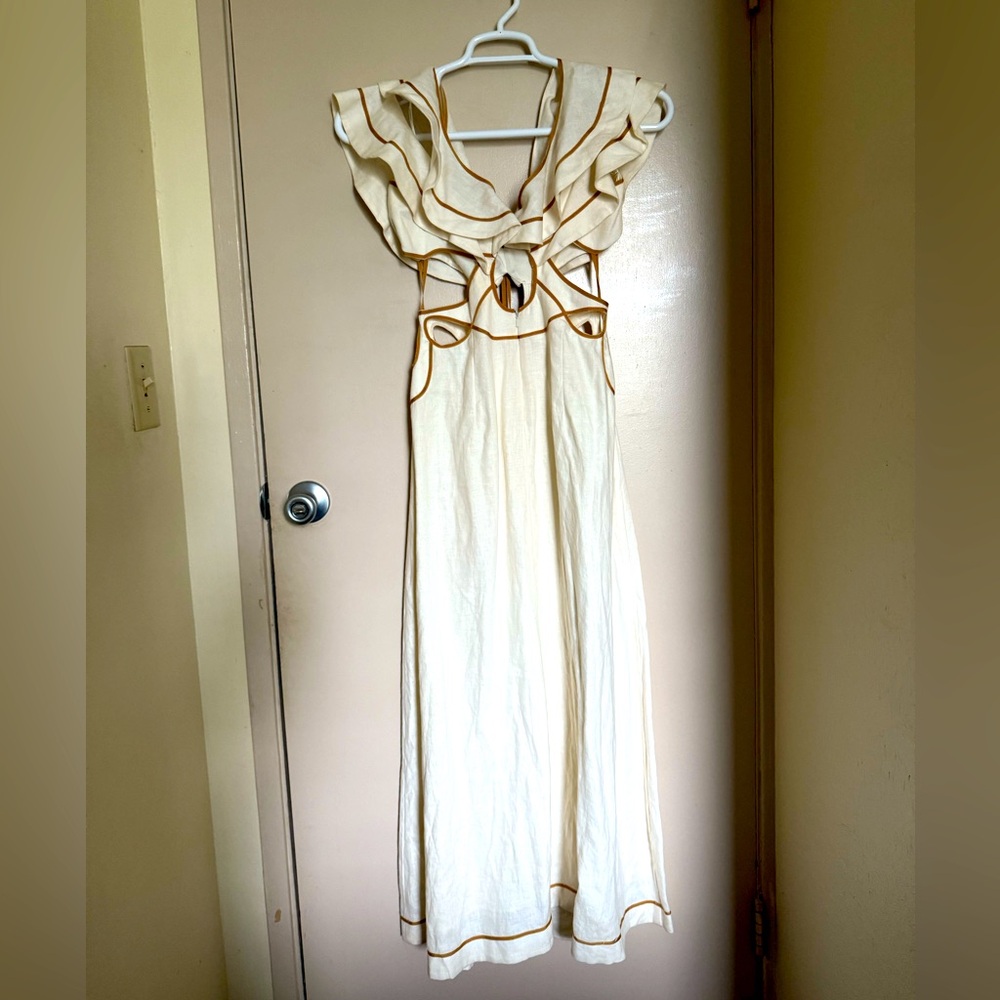 Zimmermann Painted Heart Flutter Dress Sz 1 Linen